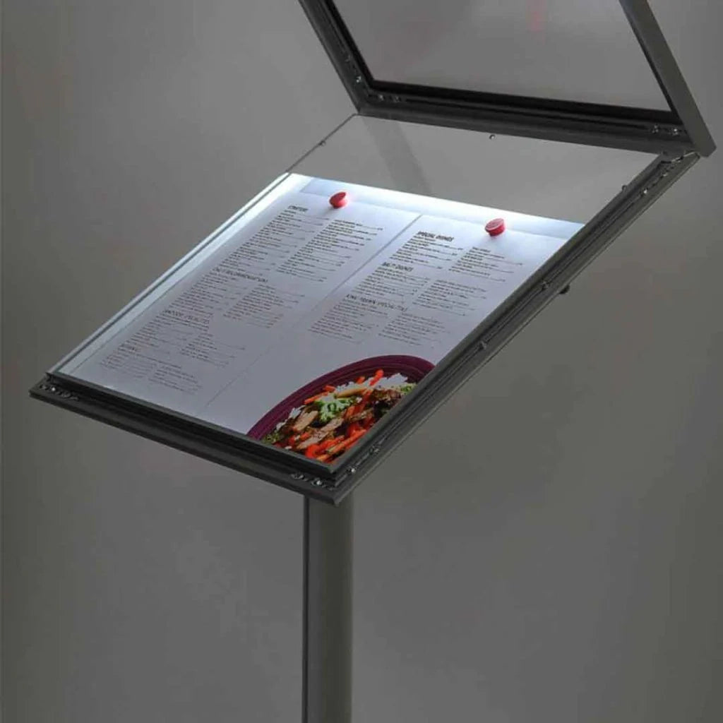 Leggio Menu per esterni Led Nero Ristoranti Alberghi Bed and Breakfast - 2 x A4 LED