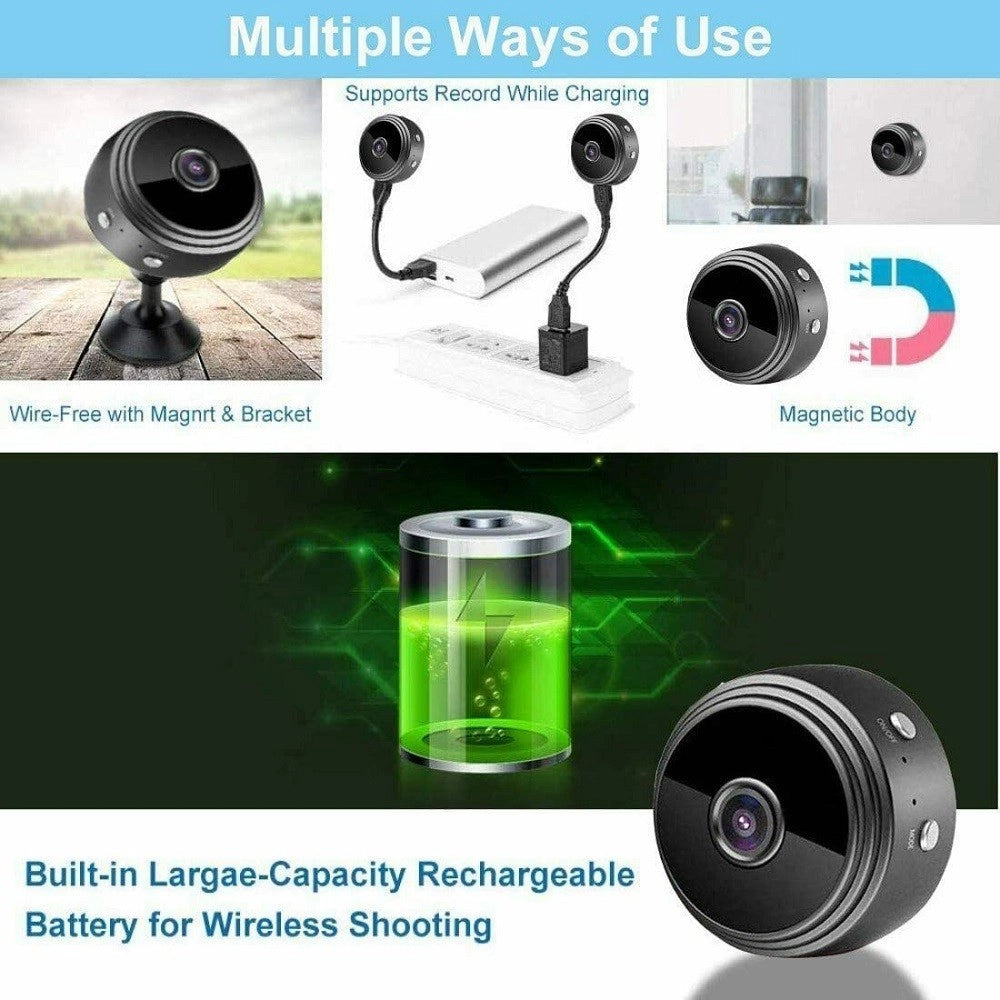 Trade Shop - Micro Camera 1080p Hd Wifi Mini Ip Telecamera Nascosta Videocamera Magnetica A9 -