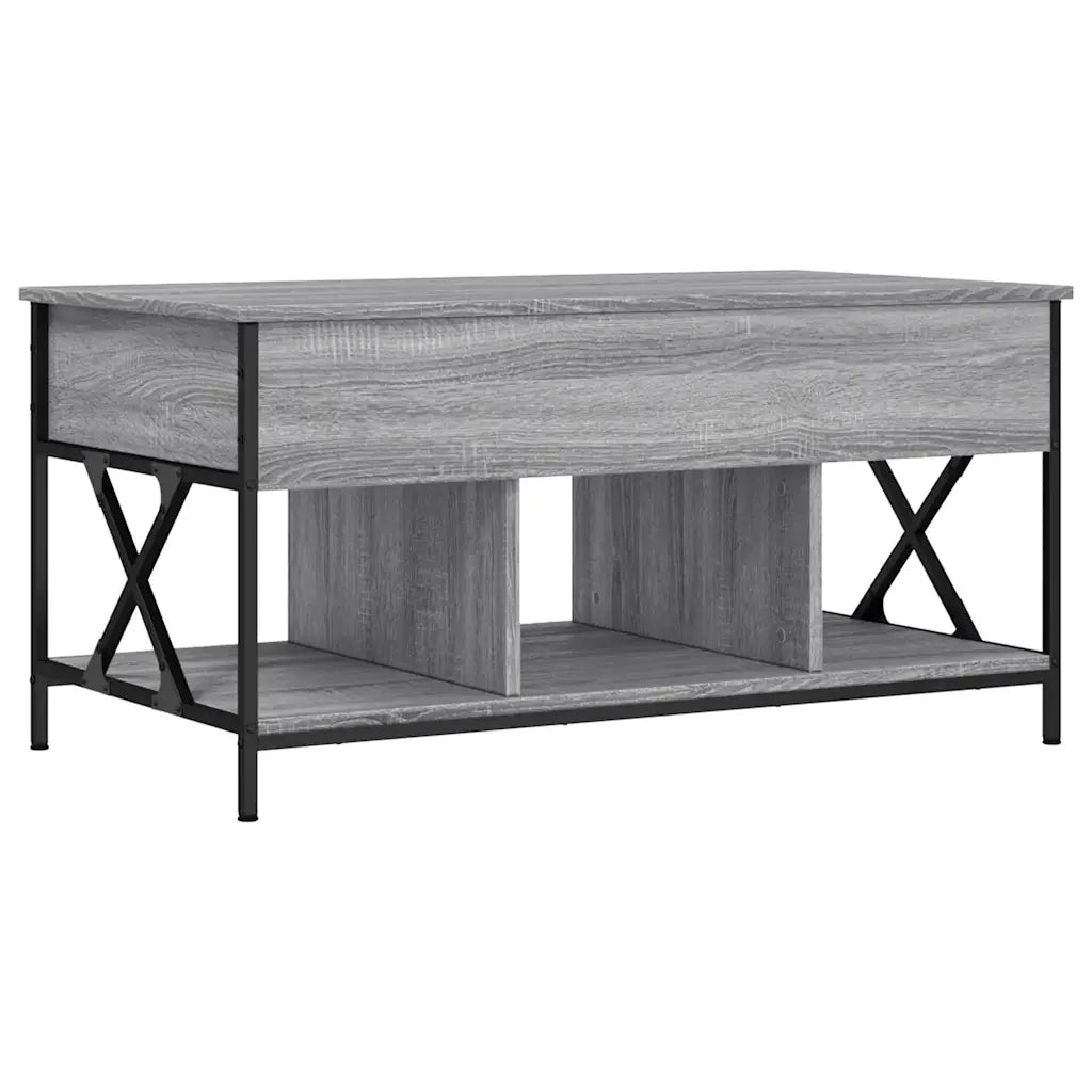 Tavolino Salotto-Tavolino da soggiorno-Tavolo Grigio Sonoma 100x55x50 cm Multistrato Metallo