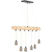 Plafoniera con 6 lampadine cilindro in legno PP legno ferro beige nero legno 14_0009530