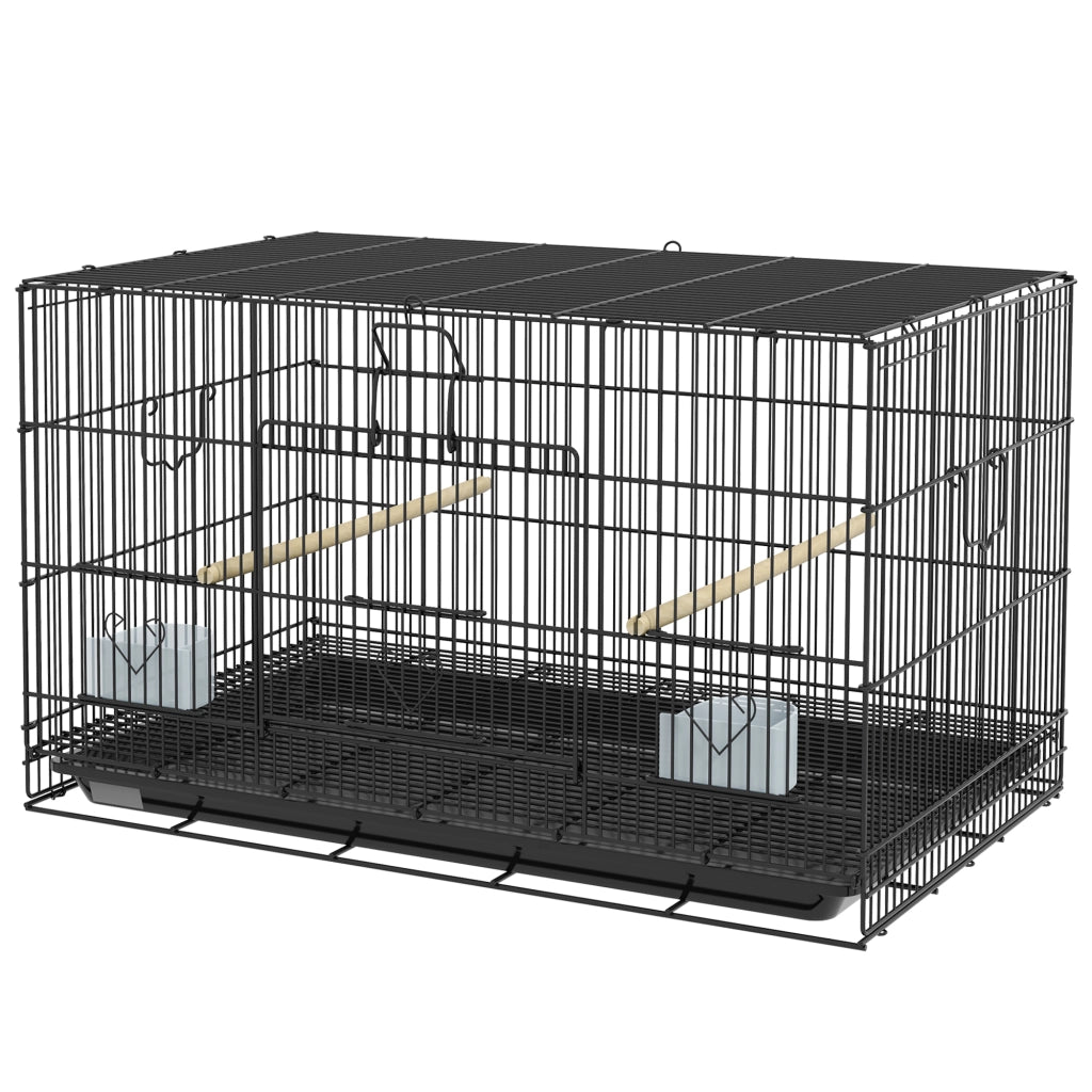 Gabbia per Uccelli ¨C zephmum ¨C Nero 77x46x45 cm con 2 Mangiatoie 2 Posatoi