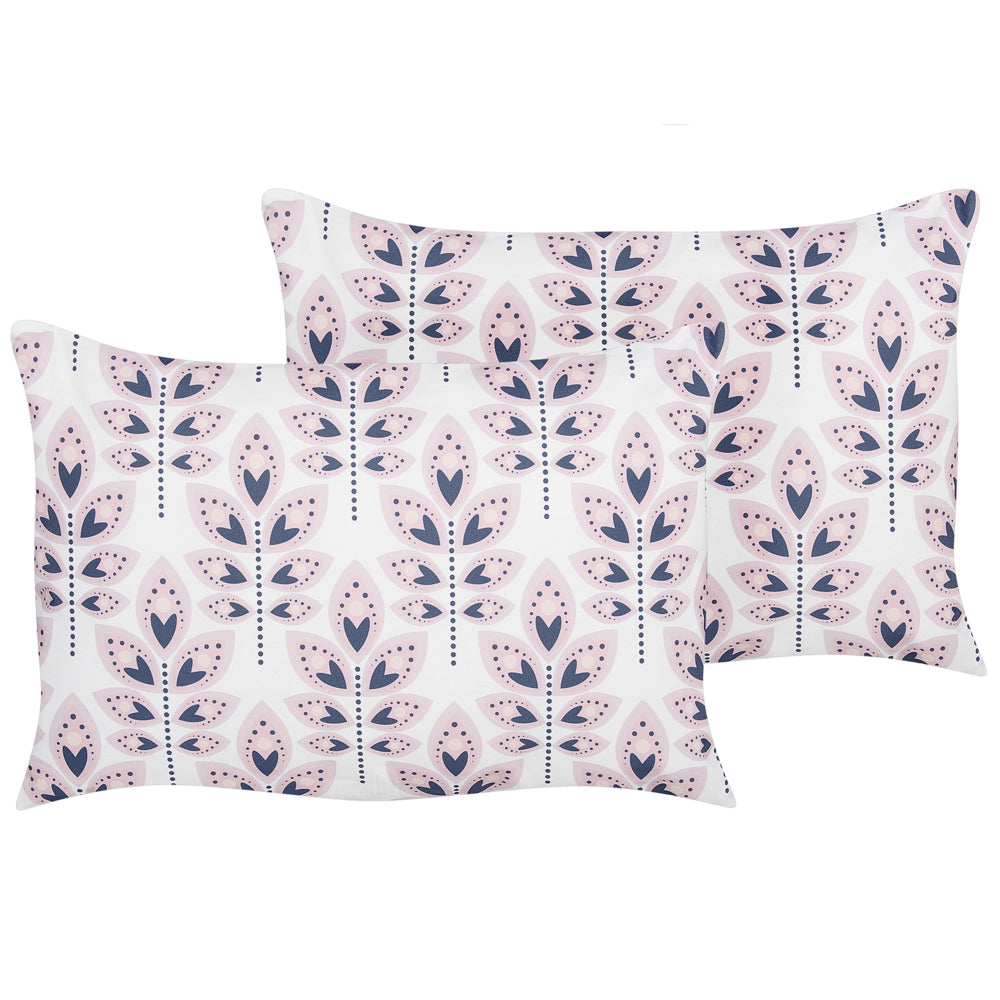 Set di 2 cuscini da giardino in poliestere Bianco Sporco 40 x 60 cm Cuscino da lancio rettangolare con motivo a foglia dal design moderno