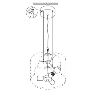 Lampadario A Sospensione Contemporaneo Maserlo Acciaio Nichel Tortora 3 Luci E27
