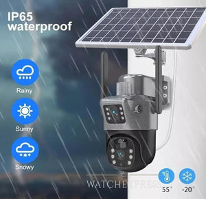 SMART CAMERA SOLARE TP15 ESTERNA DOPPIO OBIETTIVO IP65 WATERPROOF CON PANNELLO SOLARE VISIONE NOTTURNA A COLORI E SENSORE RADAR COMPATIBILE ANDROID IOS