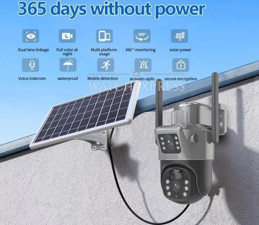 SMART CAMERA SOLARE TP15 ESTERNA DOPPIO OBIETTIVO IP65 WATERPROOF CON PANNELLO SOLARE VISIONE NOTTURNA A COLORI E SENSORE RADAR COMPATIBILE ANDROID IOS