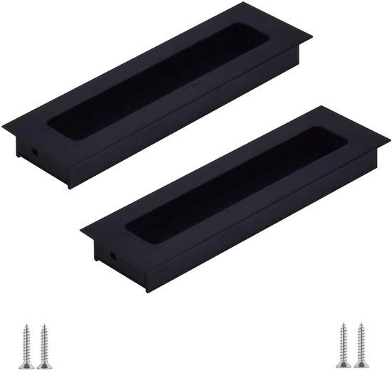 Maniglie per Porte Scorrevoli - Design Moderno - Materiale Alluminio - Nero - Maniglie Nascondibili - Adatto per Armadi - 17,5 cm