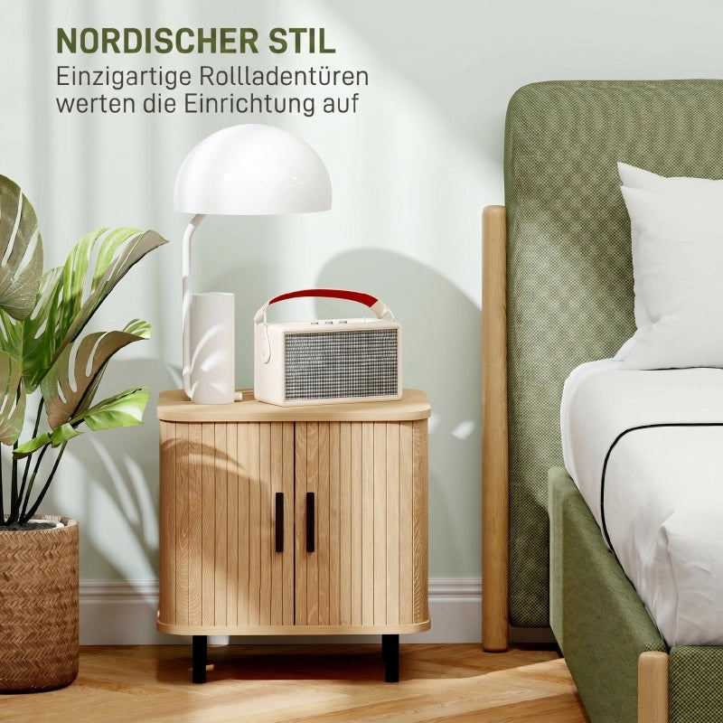 COMODINO Scandinavo 48x40x48 cm Rovere con ante scorrevoli