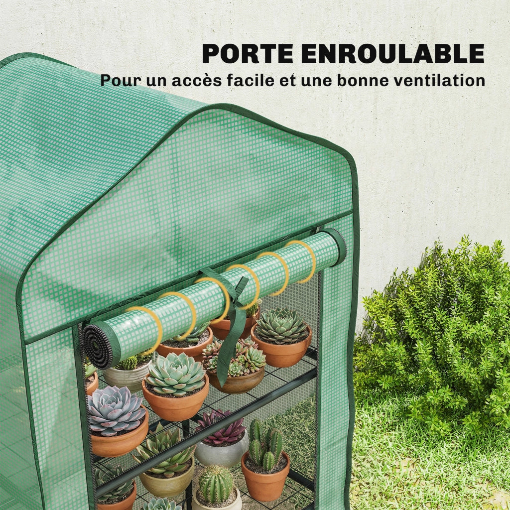 Serra da Giardino 3 Livelli con Ripiani ¨C Zephmum ¨C Verde Acciaio 59x39x127 cm