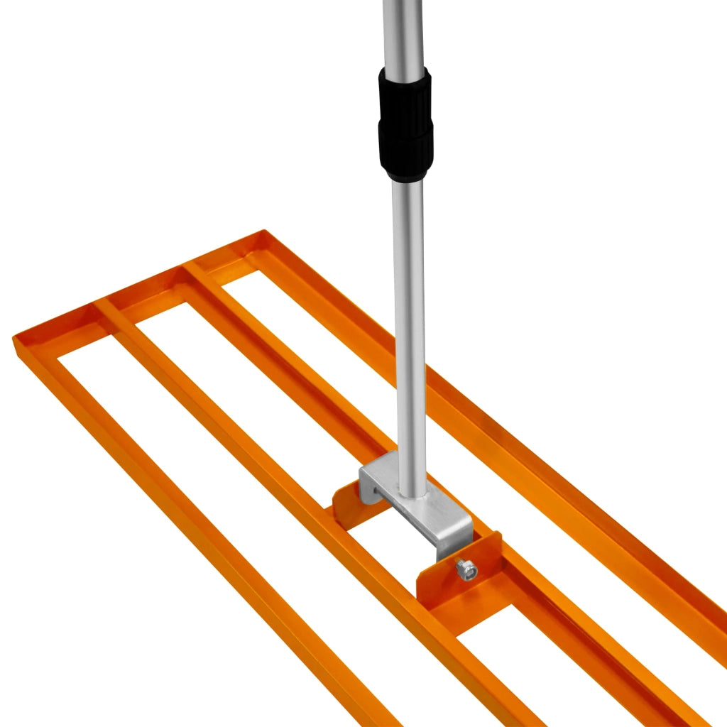 Livellatrice 100cm Rastrello Livellatore Acciaio Arancione 1,9m Manico Estensibile Erba