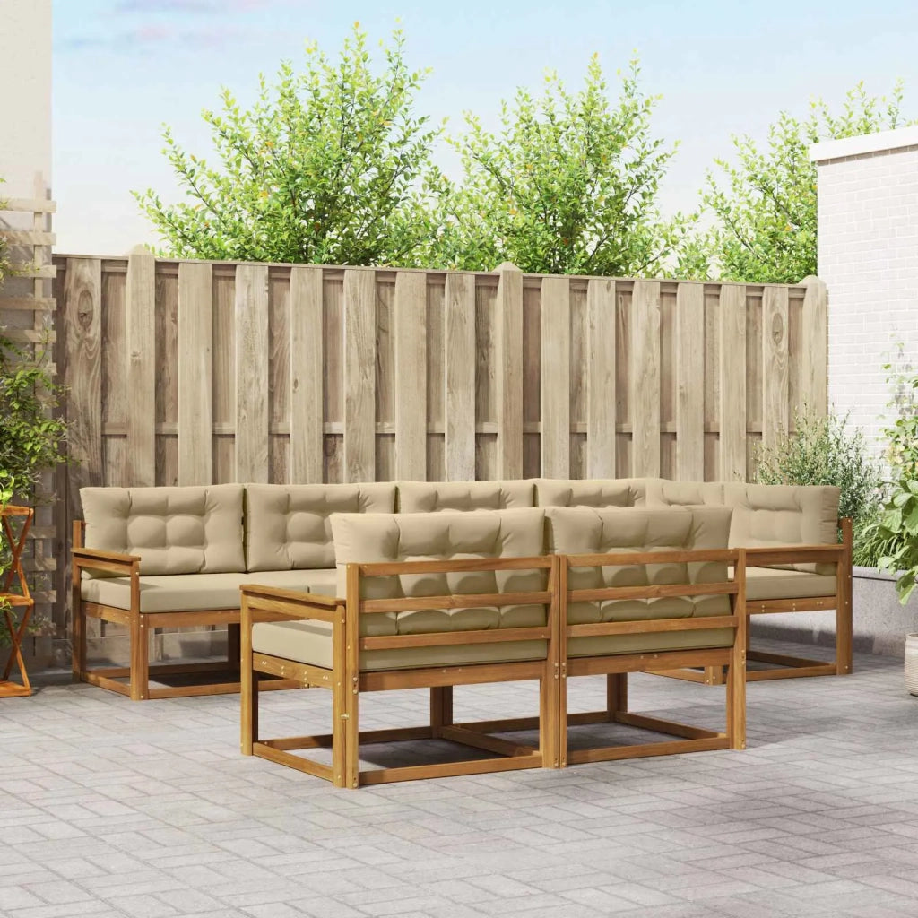 Set di divani da esterno con cuscino 7 pcs Naturale e Beige