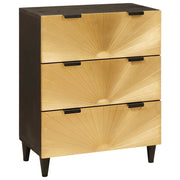 Credenza-Buffet-Armadio da cucina Nero e Oro 60 x 33 x 75 cm legno massello di mango 296716