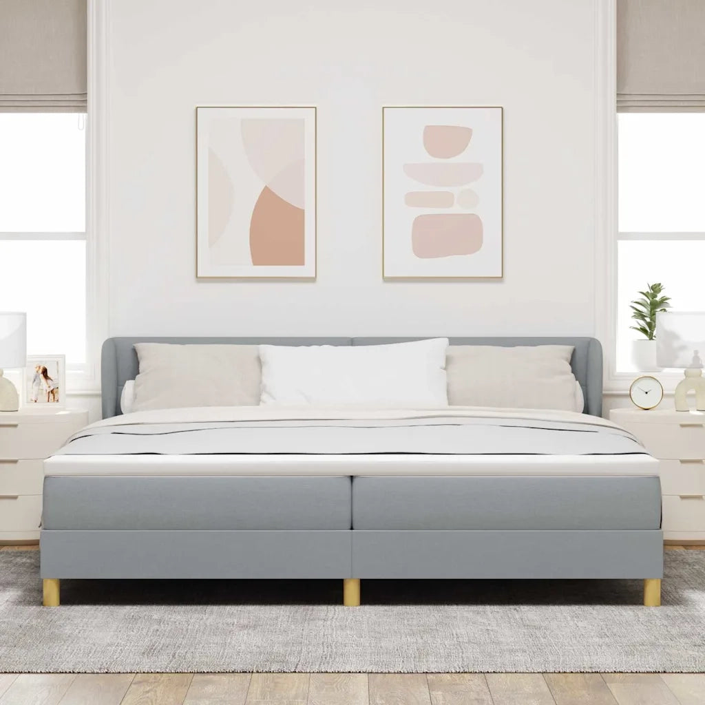 Letto a molle con testiera Grigio chiaro 200 x 200 cm Tessuto 3340045