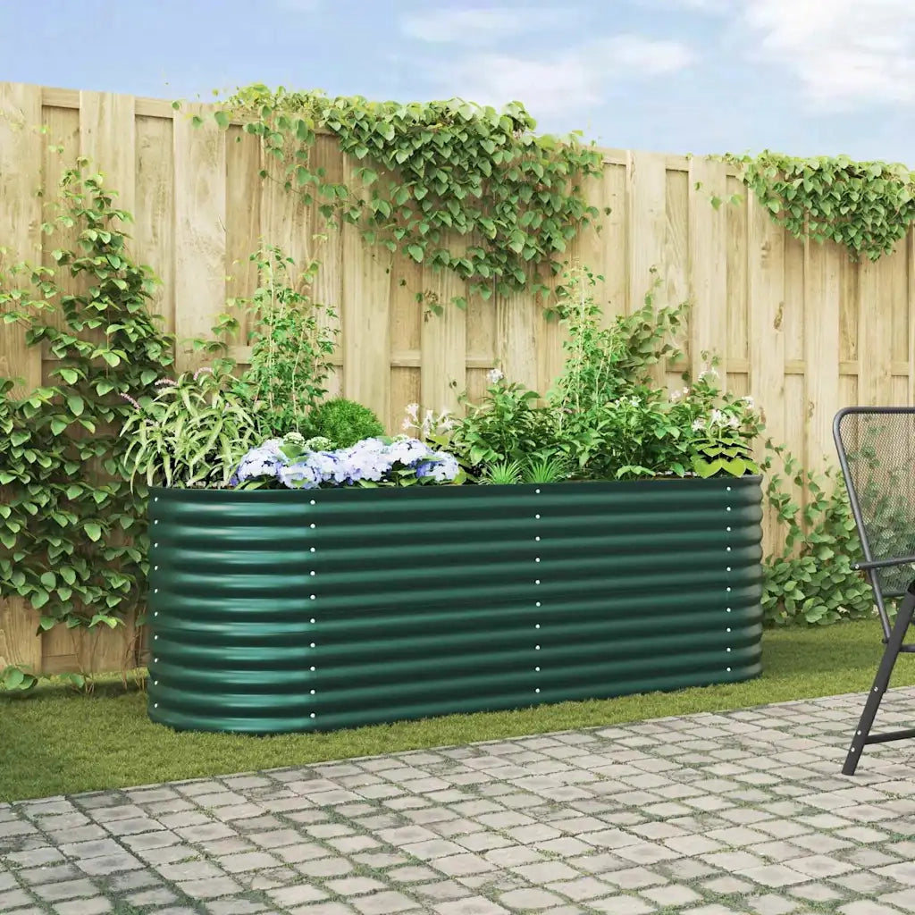 Fioriere | Cassetta per fiori | Letto Rialzato Verde 240 x 80 x 81 cm Acciaio