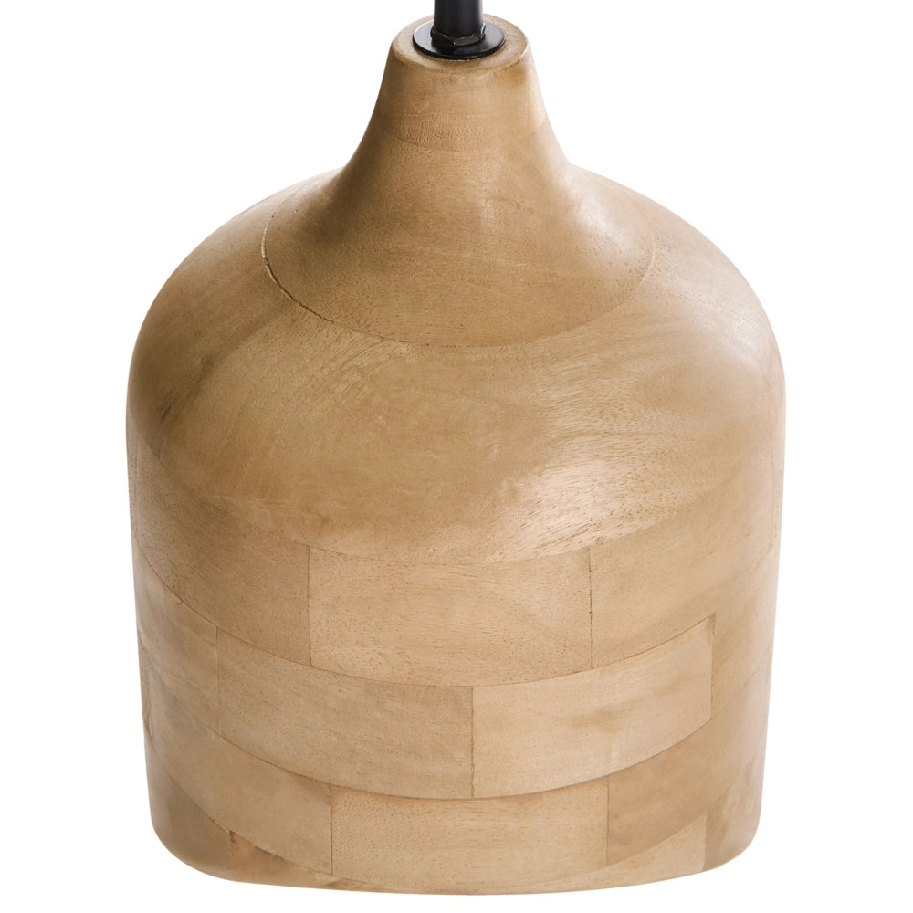 Lampadario Forma rotonda regolabile in legno di mando chiaro paralume regolabile appeso lampada da soffitto