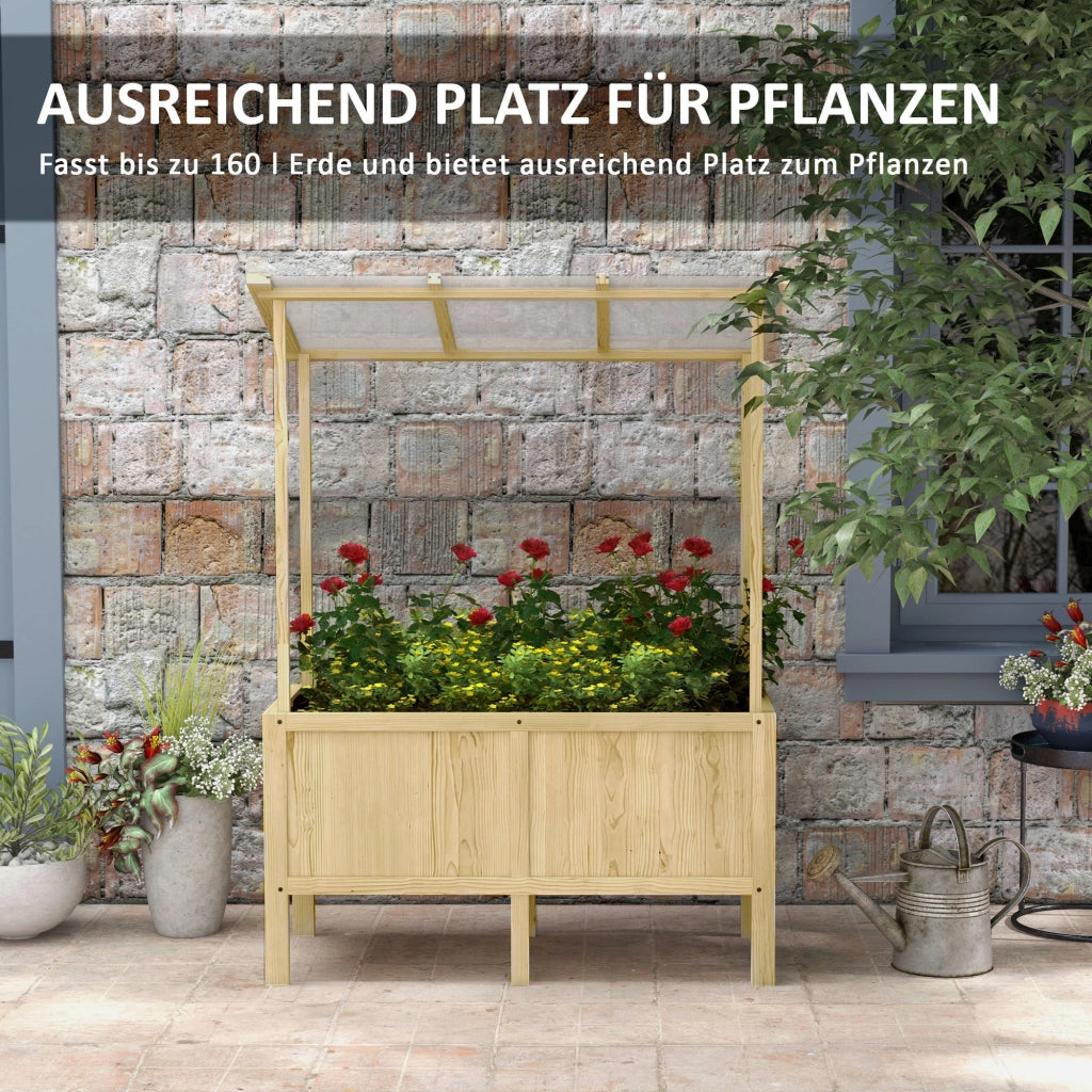 FIORIERA RIALZATA Con tetto in policarbonato 110x60x152 cm Legno naturale