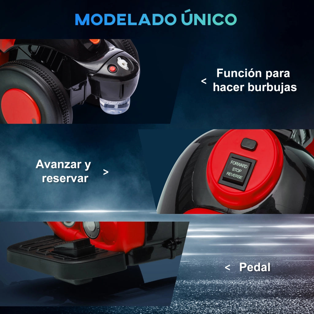 Moto Elettrica Bambini con Funzione Bolle e Musica ¨C zephmum ¨C Rosso