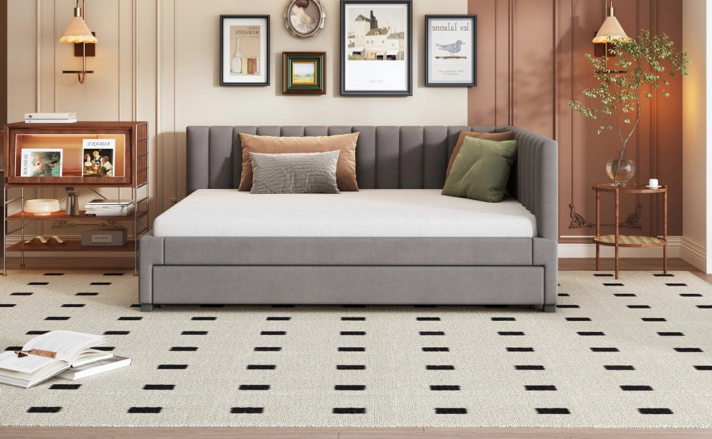 Letto poltrona estraibile in velluto grigio 140x200 cm