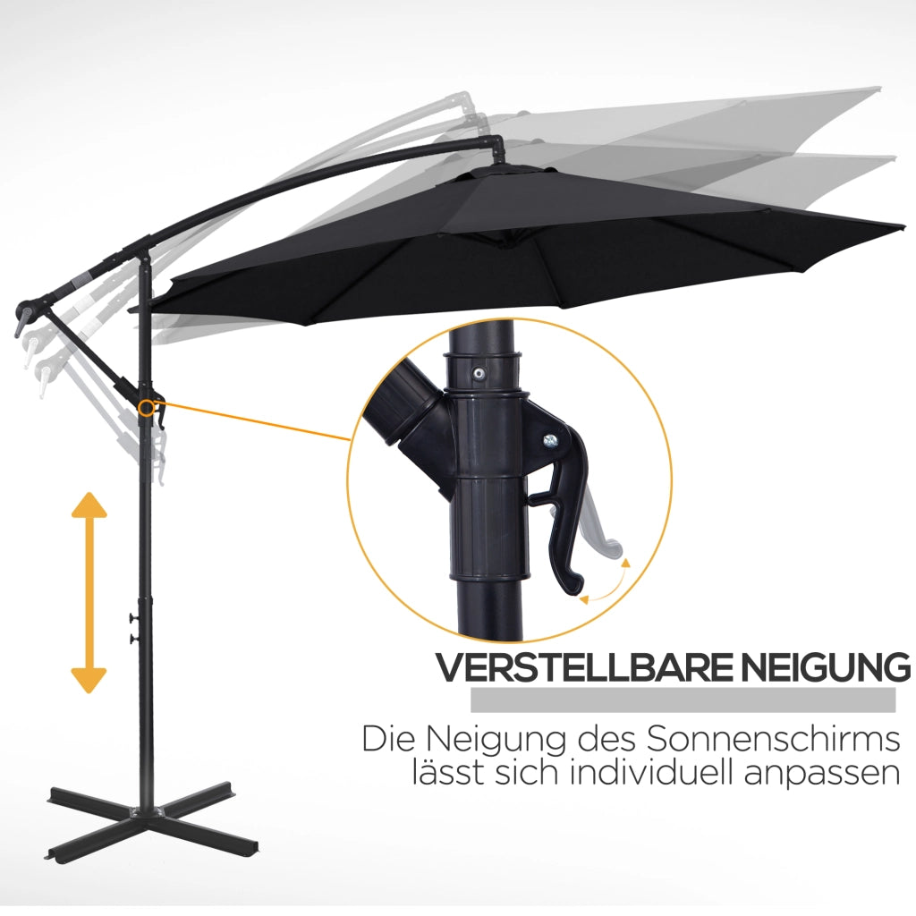 Ombrellone da giardino con manovella ¨C zephmum ¨C grigio