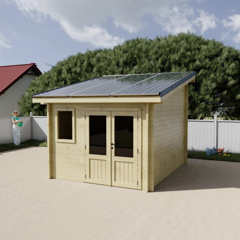 Casetta da giardino in legno 280x349 cm con fotovoltaico 3kW  Pareti 42 mm  6 pannelli fotovoltaici   LB3037.02 Foresta