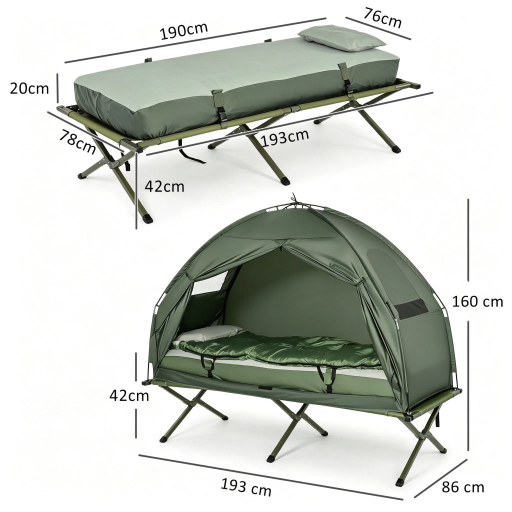 Letto da campo con materasso ¨C zephmum ¨C verde scuro