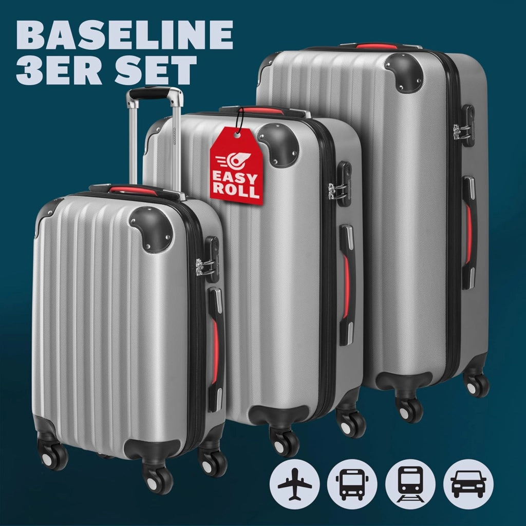 Valigie Set di 3 pezzi m l xl trolley valigie rigide leggere lucchetto bagaglio a mano viaggio grigio