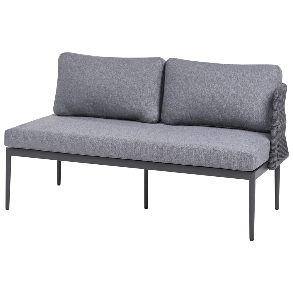 Set da salotto a 3 posti grigio con divano angolare destro in tessuto con struttura in alluminio e tavolino Elegante set da giardino Patio