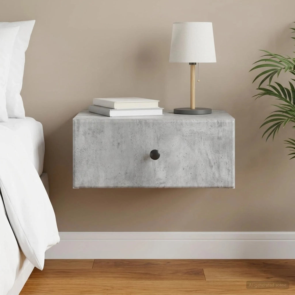Mobiletto da notte a muro Grigio Cemento 49 x 34,5 x 20 cm 899131