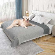 Copertino per cani impermeabile per letto 97 x 190 cm - Lavabile - Soffice - Invertibile - Antimacchia - Repellente al sporco - Mobili per divano (grigio chiaro/scuro)