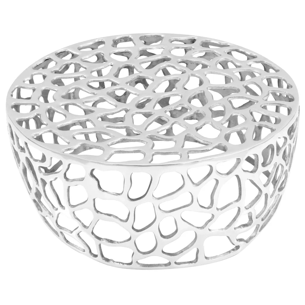 Tavolino da CaffÃ¨ in Alluminio Pressofuso 70x30 cm Argento cod mxl 13513