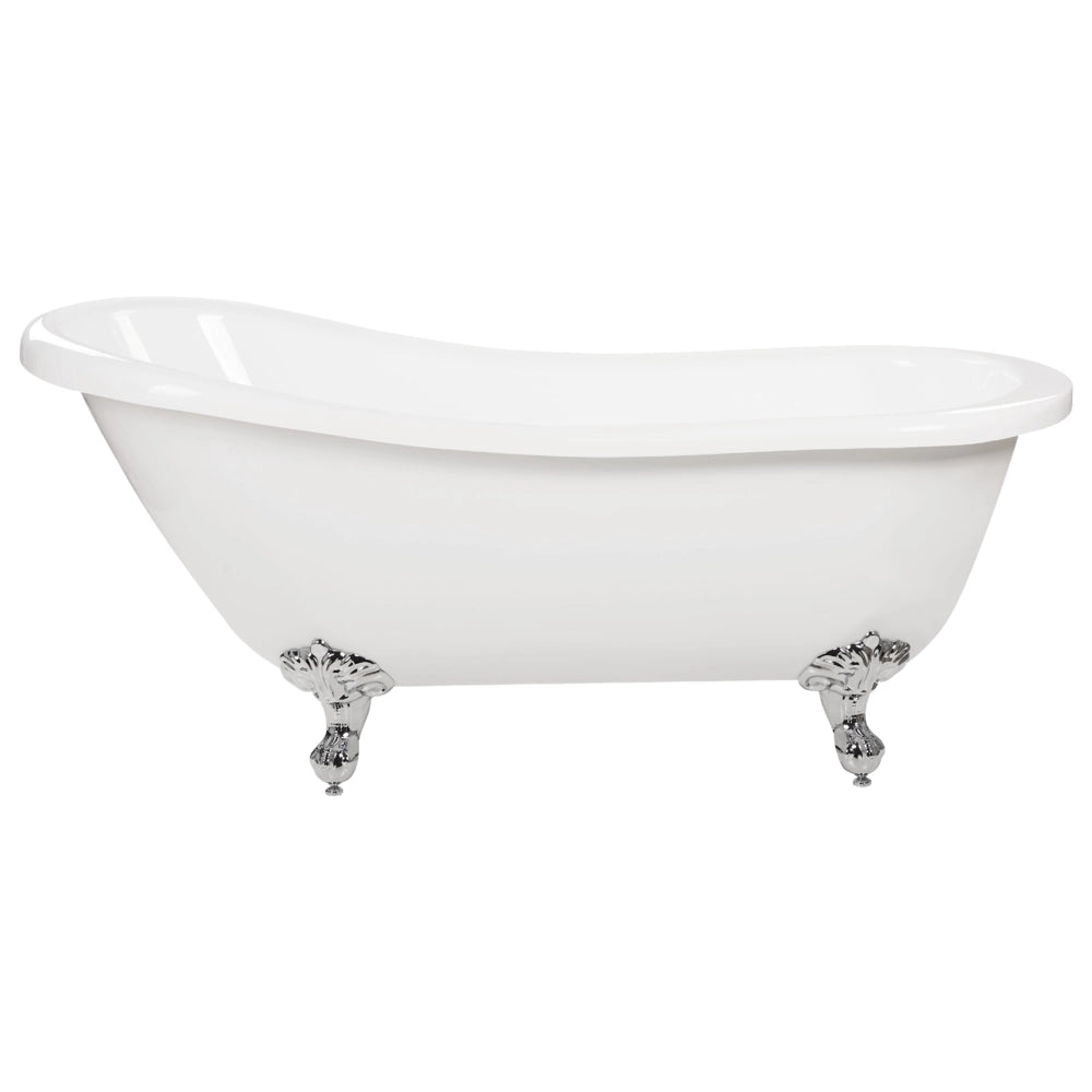 Vasca da bagno bianca con acrilico sanitario argento 153 x 77 cm Vasca autoportante con piedini design retrò tradizionale