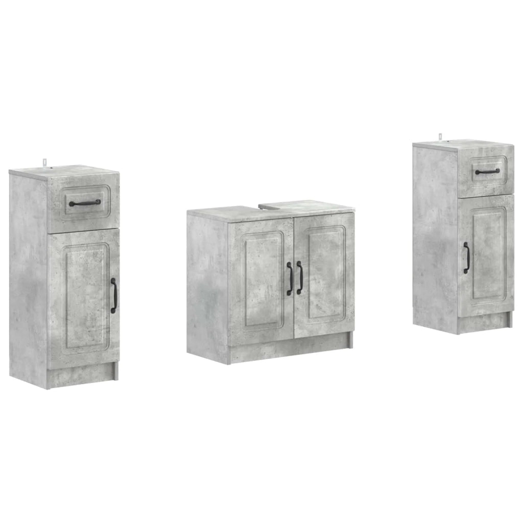 Set di Armadi da Bagno da 2 Pezzi UTRECHT Grigio Cemento 3418056