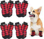 Sokkette anti-slip per cani, 8 pezzi, sokkette anti-slip per cani, chiusura con elastici, sokkette per cani, anti-slip, sokkette per cani per interni ed esterni, rosso (S)