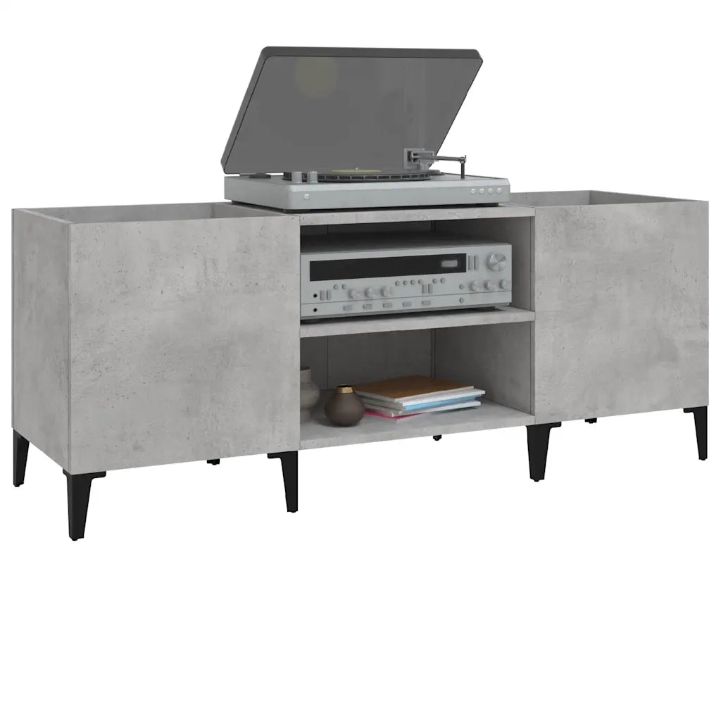 Mobile Porta Dischi Grigio Cemento 121x38x48 Legno Multistrato 831937