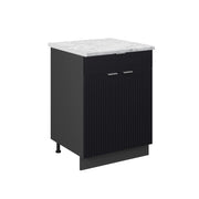 Mobiletto base per cucina Fame-Line Nero rigato/Antracite 60 cm con cassetto, PL Marmo Vicco