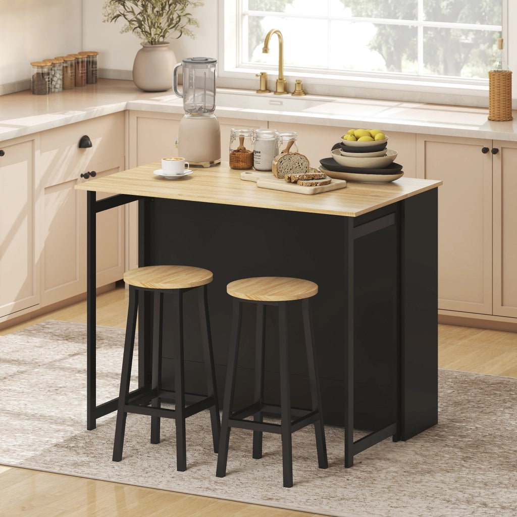 Tavolo da cucina allungabile con ripiano e scomparti ¨C Zephmum ¨C Nero 116x79.6x90.5cm