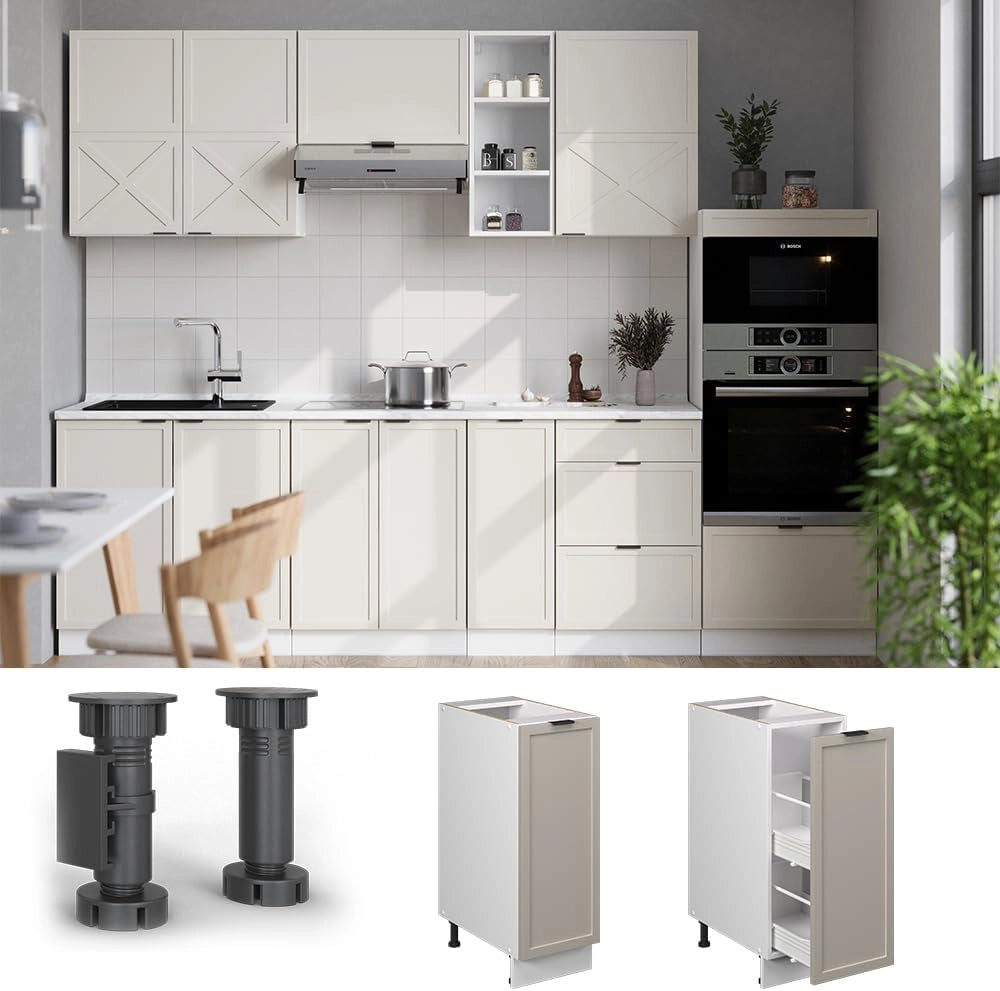 Mobile lavello cucina Fame-Line, GrigioBeige, 80 cm con ripiano, PL Rovere