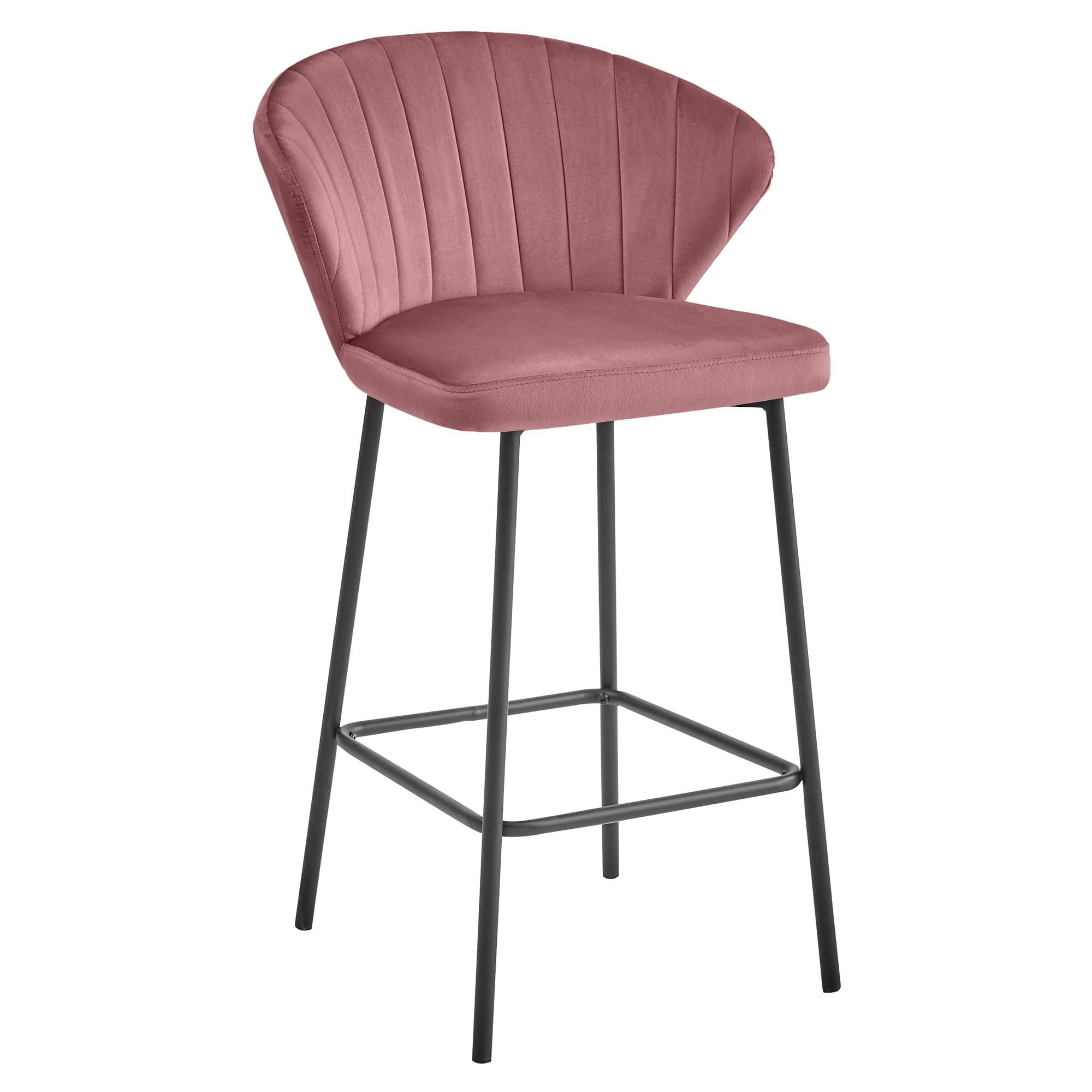Sgabello Valora GATTA in velluto rosa scuro, design moderno per cucina x4