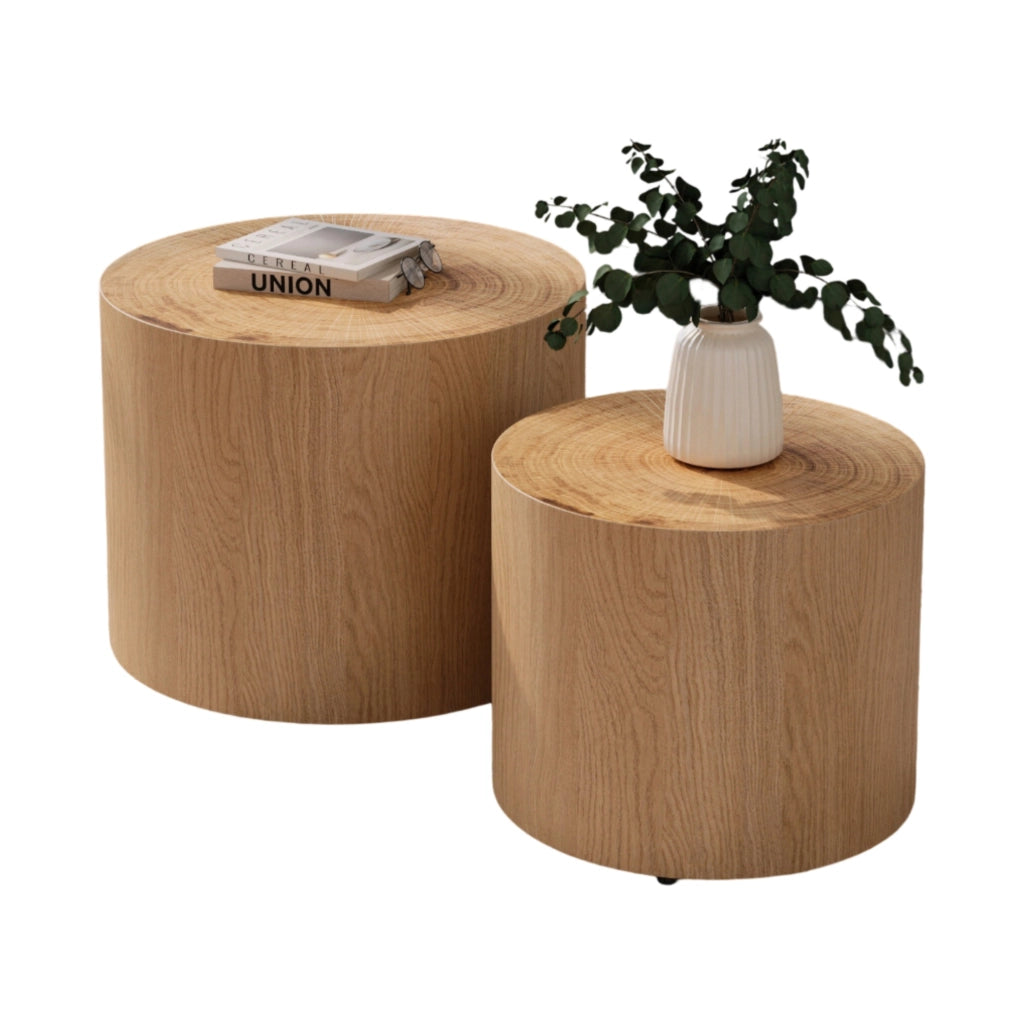 TAVOLO SET DA 2 PEZZI Ø 48/38 CM LEGNO NATURALE