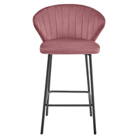 Sgabello Valora GATTA in velluto rosa scuro, design moderno per cucina x4