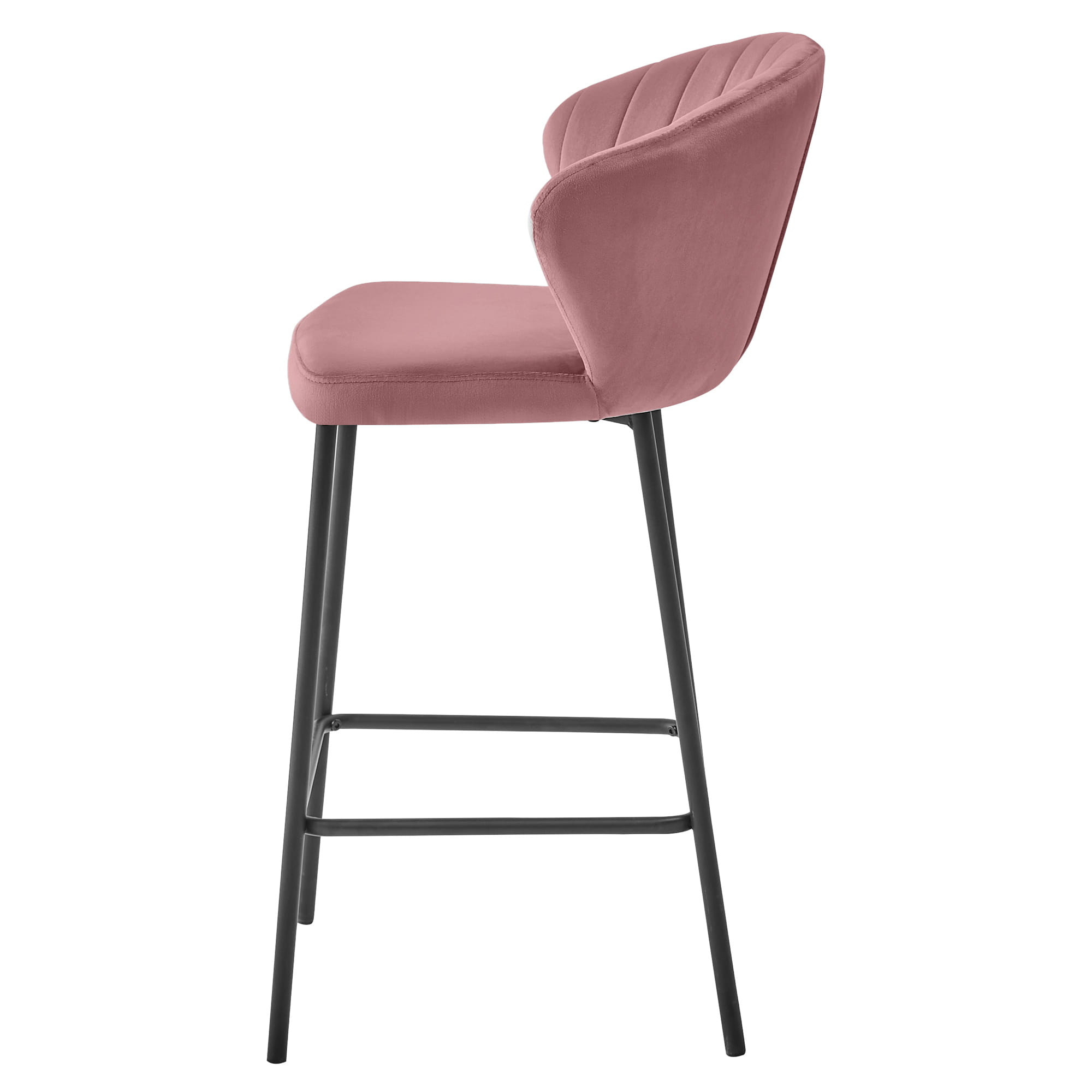 Sgabello Valora GATTA in velluto rosa scuro, design moderno per cucina x4