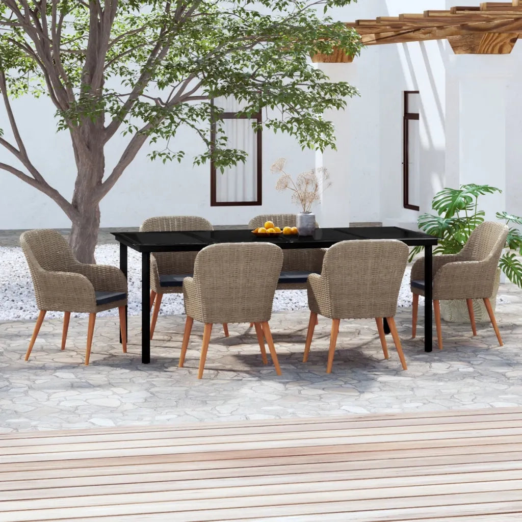 Set da Pranzo da Giardino 7 pz con Cuscini Marrone 3099515