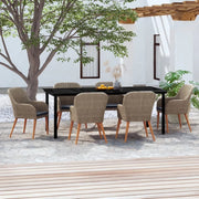 Set da Pranzo da Giardino 7 pz con Cuscini Marrone 3099515