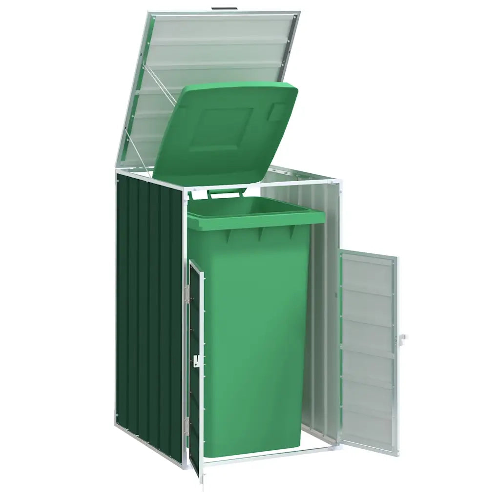 Copribidone con Ruote Bidone Singolo Verde 72x81x115cm Acciaio 4006171