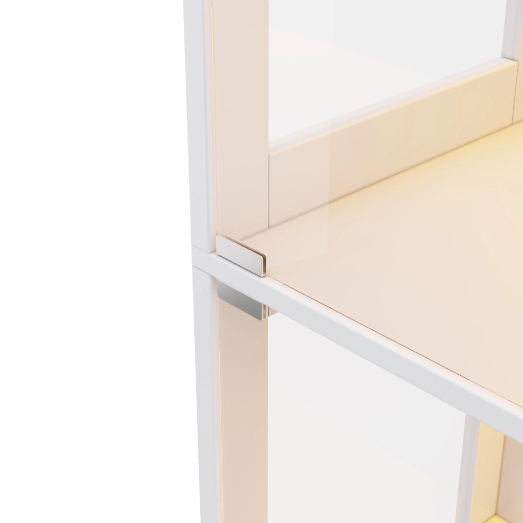 Vetrina espositiva LED 80 x 35 x 170 cm in MDF e vetro temperato bianco