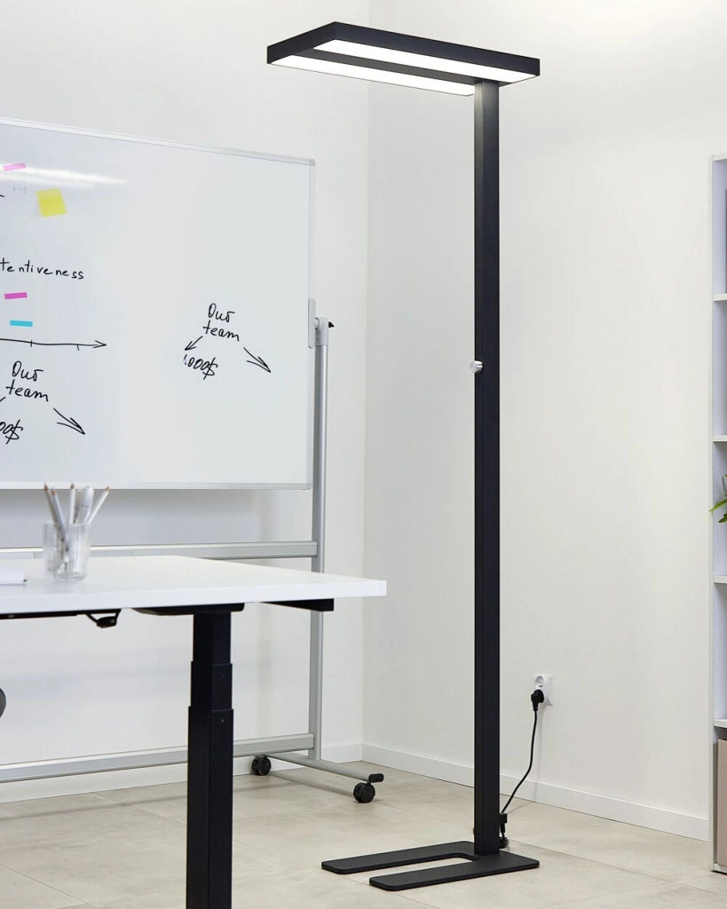 Lampada a LED da terra in alluminio nero altezza 197 cm Manopola Interruttore Dimming Illuminazione moderna industriale Casa Ufficio