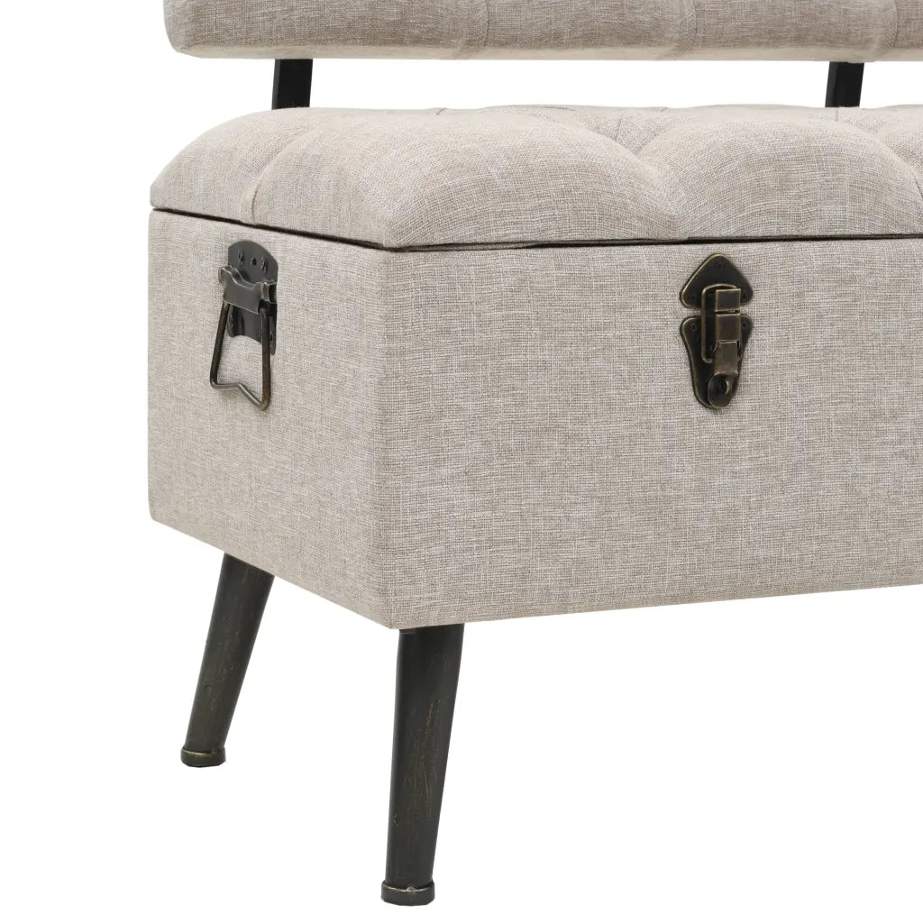 Cassapanca con Schienale-Baule-Armadietto contenitore 110 cm Crema in Tessuto
