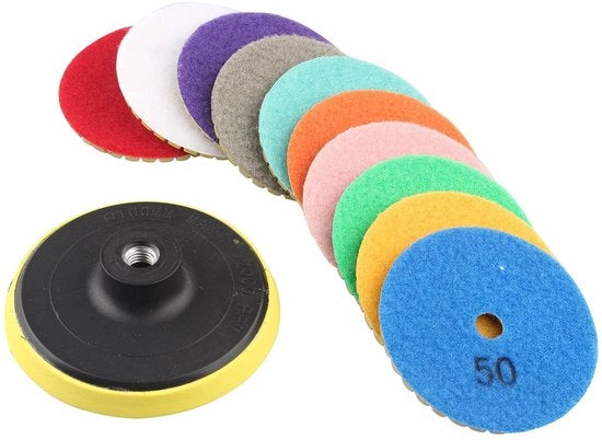Pannelli di pulitura a corolla 80 mm - 10 pezzi - Dimensione della corolla 50/100/150/300/500/800/1000/1500/2000/3000 - Poliuretano - Spessore 3 mm - Alta capacità di abrasione - Dischi di pulitura