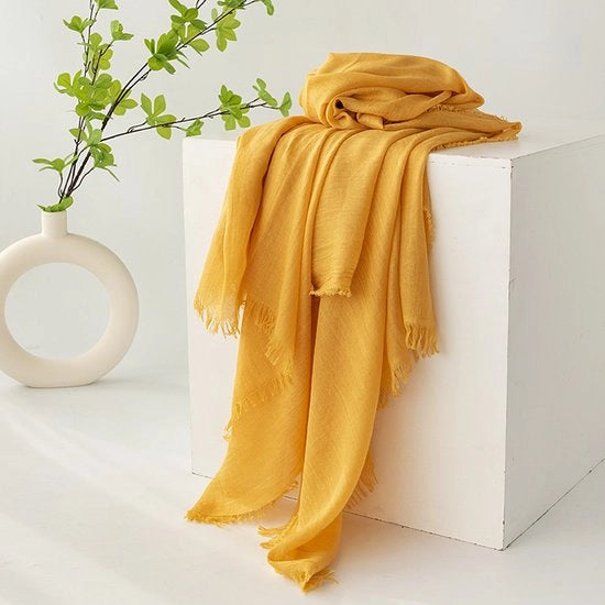 Sjaal per donna, lenti e estivi, colori lisci, protezione solare, ombrelloni, sjaali per donna, foulard, grande sjaal leggero per il mare di rete 74”×39” - Kurkuma chiaro - 190*100cm