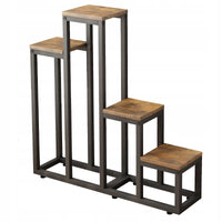 Supporto per piante marrone con misure 68x17x67 cm, ideale per il balcone.