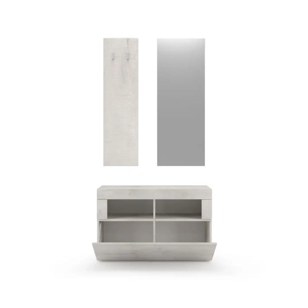 Set di mobili per ingresso, collezione ISORA, colore quercia bianca